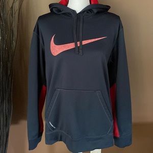 Nike Therma-Fit Men Medium Black/Red Hooded Sweatshirt